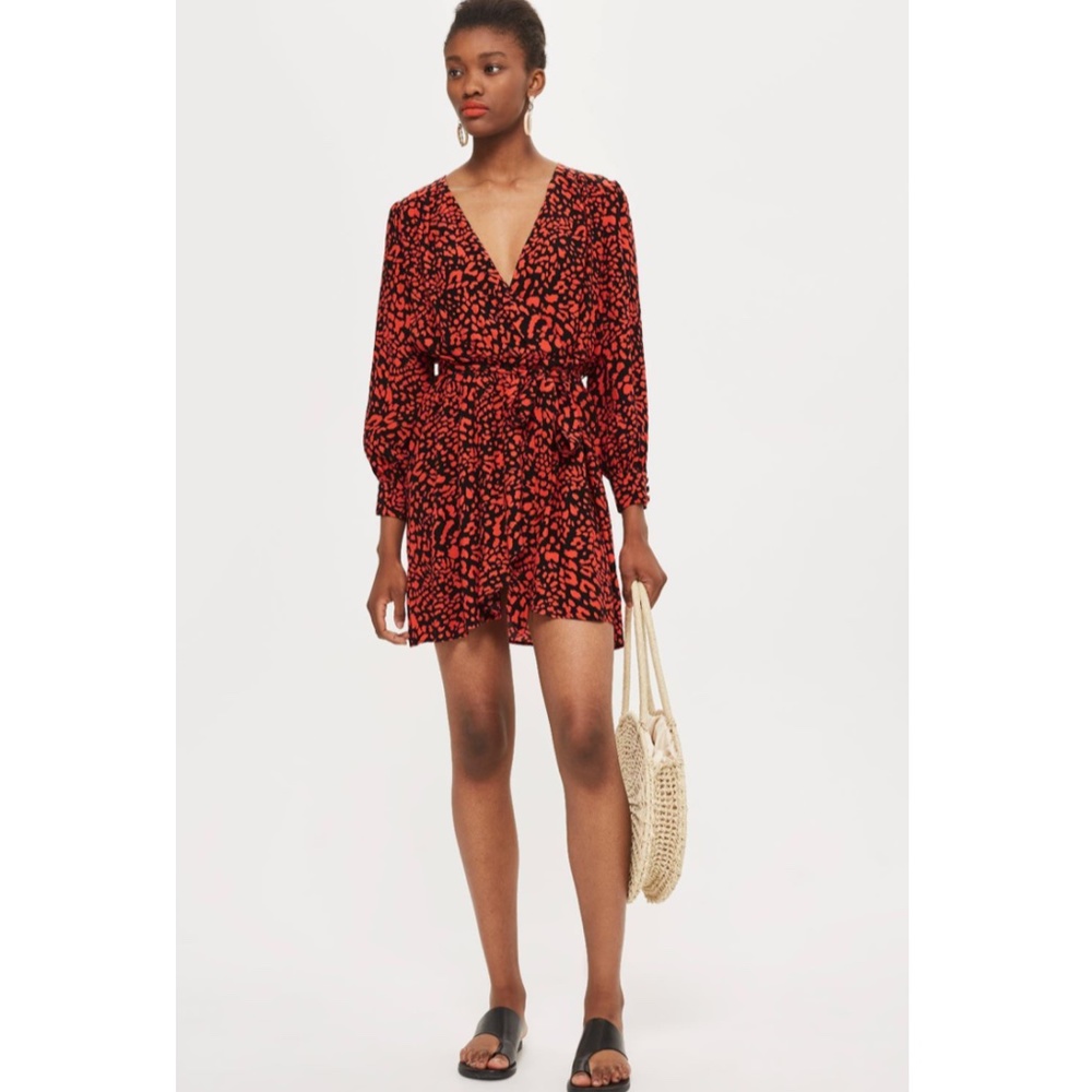 Topshop Bubble Satin Wrap Dress Size 4 (S)